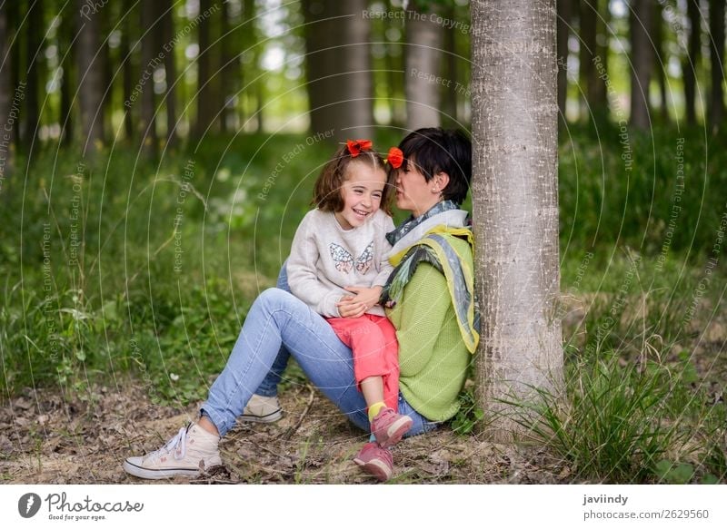 Happy mother with her little daughter in Nature Lifestyle Joy Child Human being Feminine Girl Woman Adults Mother Family & Relations Infancy 2 3 - 8 years