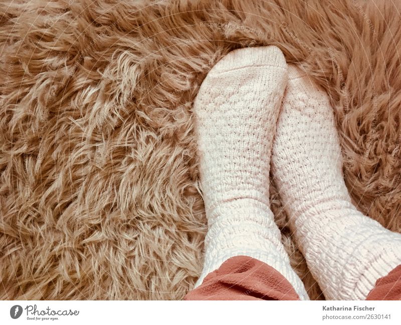 Warm socks Masculine Feminine Androgynous Feet Pelt Stand Brown Pink White Warmth Cuddling Cuddly Well-being Winter Lifestyle knitted socks Winter pelt