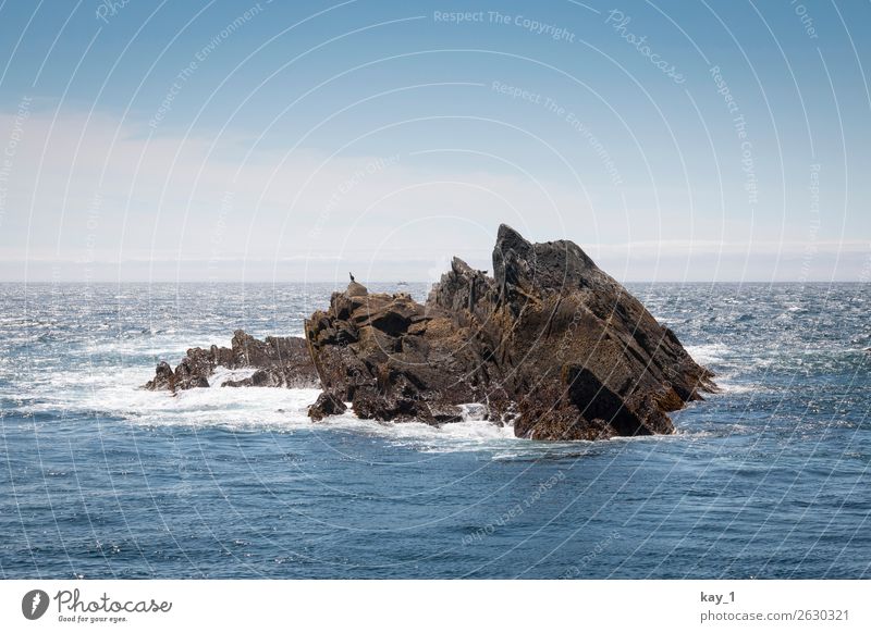 rock island Waves Ocean Island Firm Power Might Safety Adventure Horizon Nature Rock Ireland Colour photo Exterior shot Deserted Copy Space top