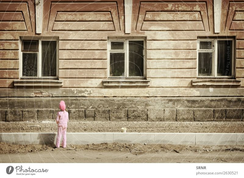 child and house House (Residential Structure) Infancy Building Facade Street Old front Grunge grungy kid window Exterior shot