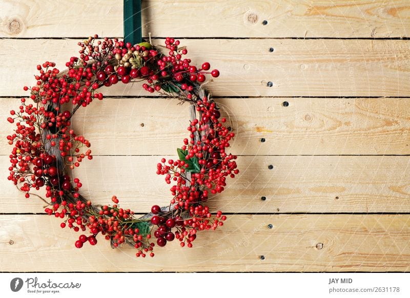 Christmas wreath of evergreen and nandian network berries Winter Decoration Feasts & Celebrations Easter Thanksgiving Christmas & Advent New Year's Eve Plant
