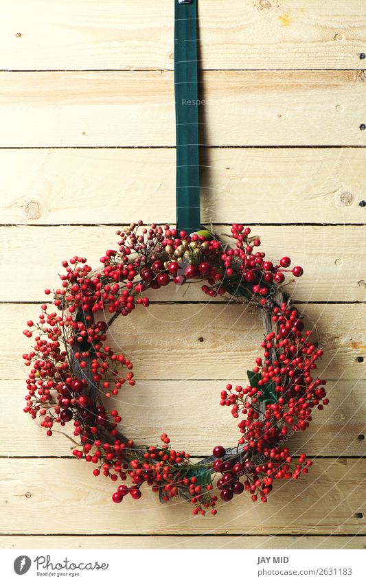Christmas wreath of evergreen and nandian network berries Winter Decoration Feasts & Celebrations Easter Thanksgiving Christmas & Advent New Year's Eve Plant