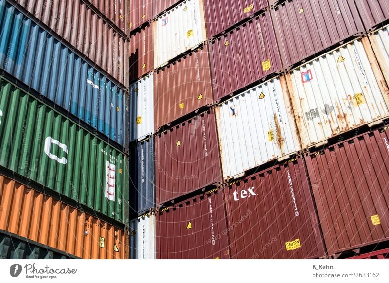 Containers in the Port of Hamburg Economy Industry Trade Logistics Navigation Inland navigation Container ship Shopping "container Business cargo