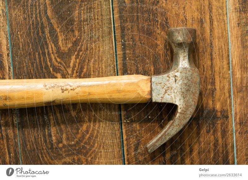 Used and rusty hammer Work and employment Industry Tool Hammer Hand Wood Metal Steel Rust Old Build equipment Repair construction carpentry used hardware fix