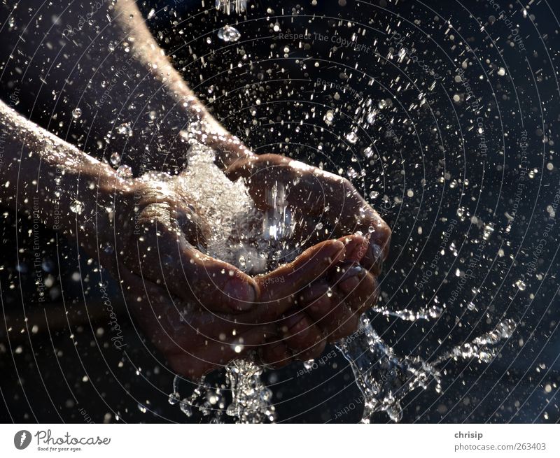 Water march!!! Human being Hand Fingers Drops of water Rain Touch Cleaning Wet Cleanliness Purity Splash of water Motion blur Palm of the hand Movement Dynamics