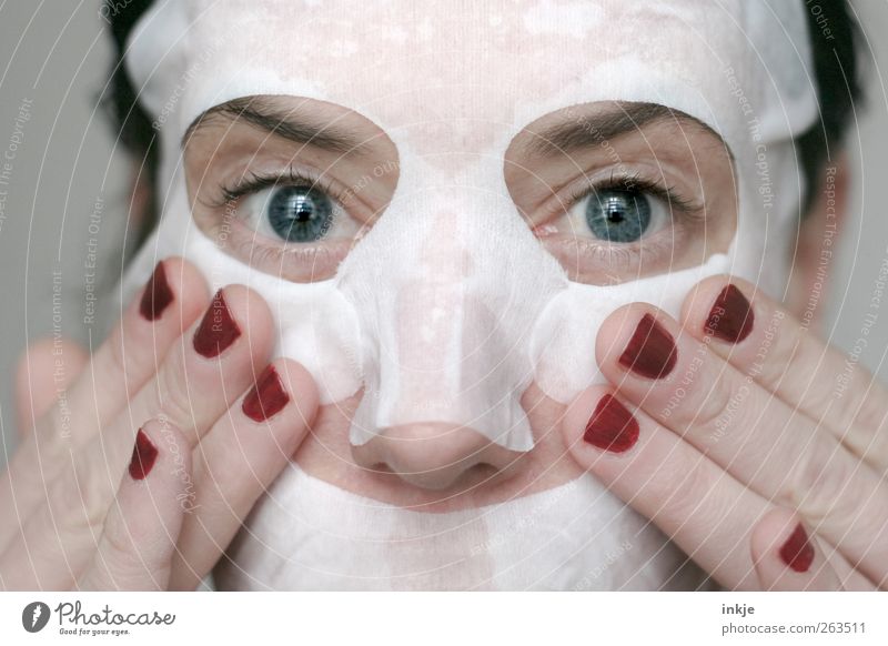 take care of yourself Beautiful Personal hygiene Face Cosmetics Nail polish Mask Face mask Wellness Woman Adults Fingers Eyes 1 Human being 30 - 45 years