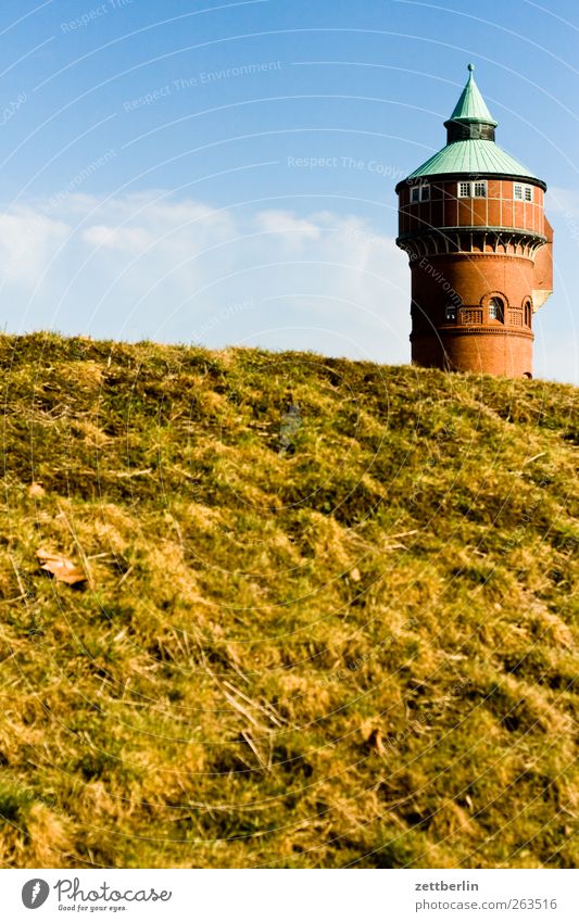 water tower Environment Nature Landscape Plant Sky Spring Summer Weather Beautiful weather Deserted Castle Tower Manmade structures Building Window Water tower