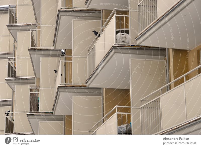 With balcony. House (Residential Structure) Deserted Manmade structures Building Architecture Balcony Handrail Sharp-edged Narrow Cramped Apartment house