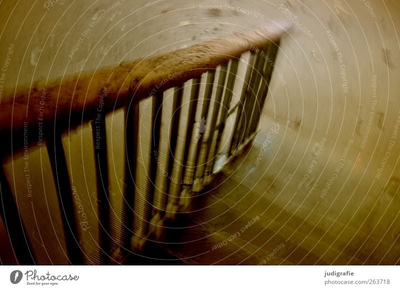 garrison Stairs Creepy Moody Fear Movement Decline Past Transience Change Handrail Colour photo Interior shot Blur Motion blur Deserted Banister Wood Downward