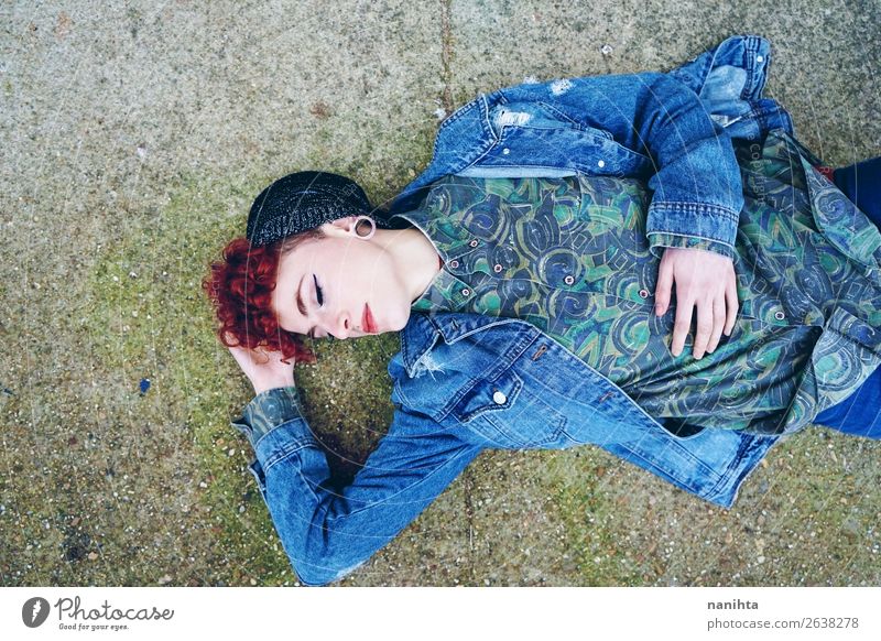 Beautiful and young redhead woman wearing vintage clothes Lifestyle Style Hair and hairstyles Face Human being Feminine Androgynous Woman Adults