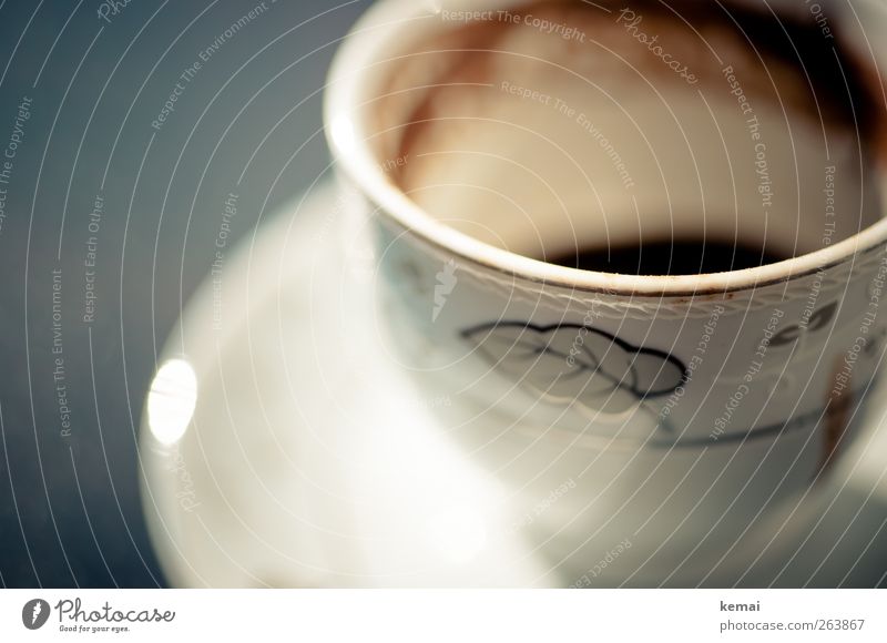 Mocha has gone Beverage Hot drink Coffee Crockery Cup Saucer White Empty Coffee grounds Decoration Ornate Colour photo Exterior shot Close-up Detail
