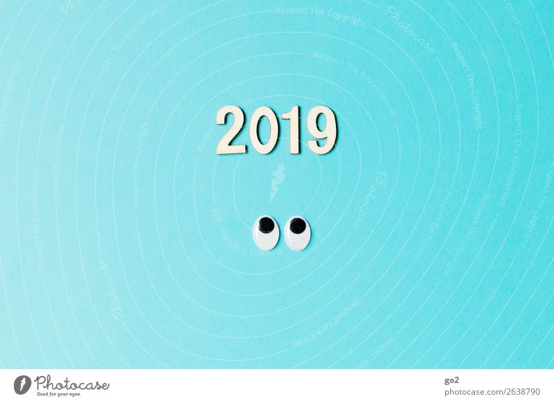 2019 Feasts & Celebrations New Year's Eve Eyes Decoration Sign Digits and numbers Happiness Uniqueness Funny Curiosity Blue Emotions Joy