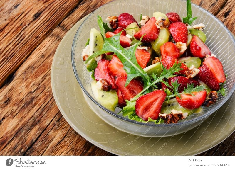 salad with strawberry food healthy fresh green delicious vegetable spinach plate rustic vegetarian organic leaf fruit clean eating diet dish tasty summer nut