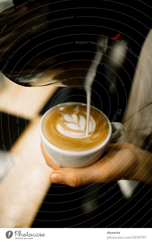 barista at work Beverage Hot drink Coffee Latte macchiato Espresso Mug Coffee cup Lifestyle Elegant Style Design Joy Leisure and hobbies Adventure Freedom Event