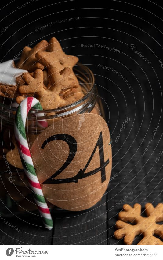 Gingerbread cookies in a jar with number 24 on it Cake Dessert Candy Winter Kitchen Feasts & Celebrations Christmas & Advent Tradition Advent Calendar