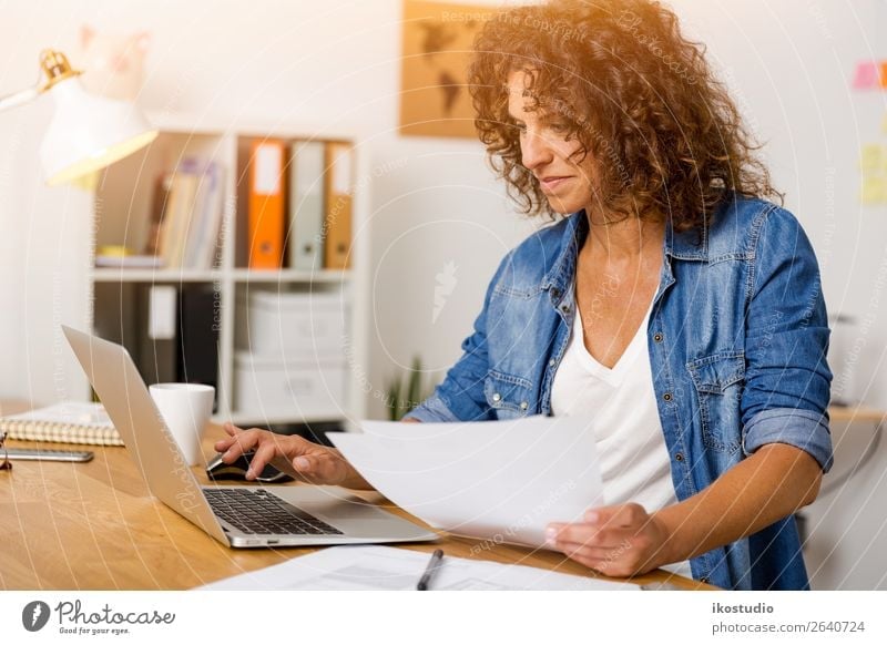 Middle age woman working Design Happy Desk Success Work and employment Profession Office work Workplace Business Career Notebook Technology Internet Human being