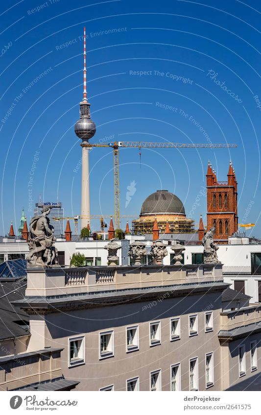 TV tower in Berlin with crane and panorama Pattern Abstract Urbanization Capital city Copy Space right Copy Space left Cool (slang) Copy Space middle