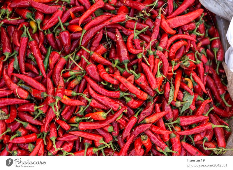 red chilli peppers with pink pepper Food Vegetable Hot Natural Above Red chilli pepper: spicy background Organic Ingredients paprika gripo flat lay Horizontal