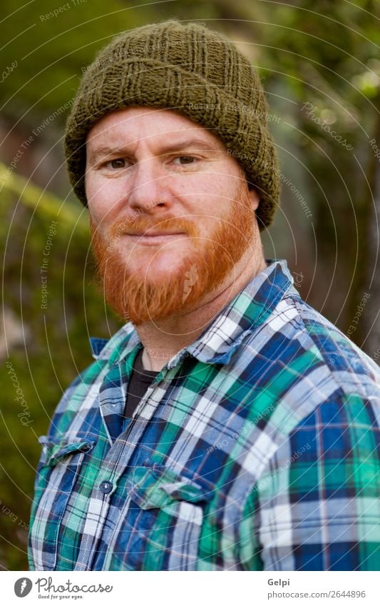 Portrait of a hipster guy thinking in the forest Style Hair and hairstyles Human being Man Adults Nature Plant Tree Forest Hat Red-haired Moustache Beard Old
