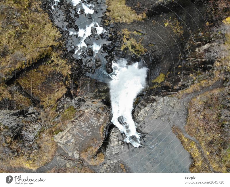 Waterfall from the top Rock Tourist Attraction Stone Environment Colour photo Exterior shot Bird's-eye view Downward