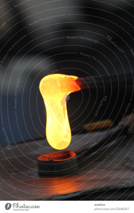 shaping love II Structures and shapes Love Fire Glass Heart Heart-shaped Heartbreaking Hot Filling Yellow Orange Workplace Factory Workshop Tool Dust Dusty