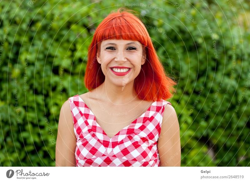 Red haired woman relaxed in the park Lifestyle Style Joy Happy Beautiful Hair and hairstyles Face Wellness Calm Summer Human being Woman Adults Park Fashion