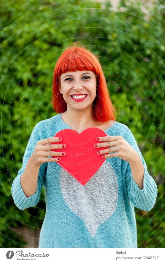 Relaxed red haired woman in the park Lifestyle Style Joy Happy Beautiful Skin Face Make-up Calm Human being Woman Adults Hand Park Fashion Red-haired Heart