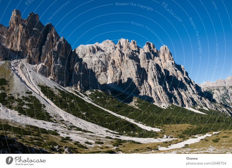 South Tyrol Italy Alps Mountain Rock Stone Peak Landscape Dolomites Hiking Mountaineering Climbing Nature Untouched Alpine pasture Meadow Tall High Alps Sky