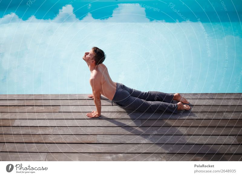 #AS# skywards 1 Human being Esthetic Yoga Relaxation Wellness Concentrate Consciousness Calm Idyll Swimming pool Vacation mood Break Man Masculine Posture Body