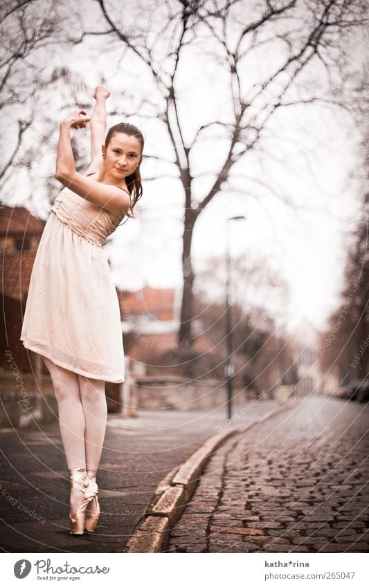 * Elegant Dance Ballet Ballet shoe Feminine Young woman Youth (Young adults) 1 Human being 18 - 30 years Adults Street Dress Brunette Braids Esthetic Athletic