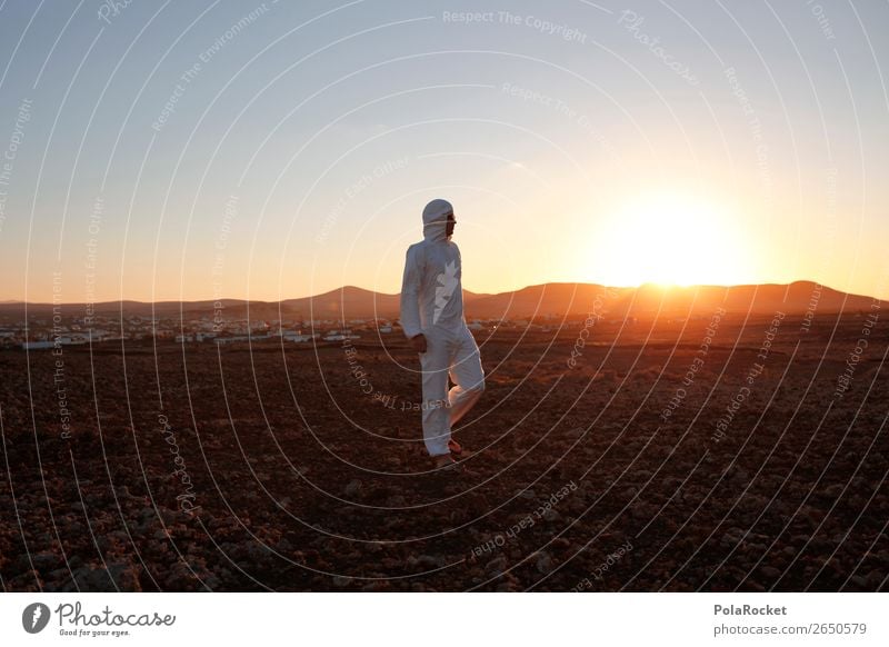#AS# Walking Man Art Work of art Esthetic Mars Martian landscape Extraterrestrial being Exceptional Out of town Sun Sunlight Sunbeam Sunrise Human being
