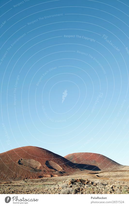 #AS# Volcano in high Environment Nature Landscape Beautiful weather Esthetic Fuerteventura Mountain Spain Stony Blue sky Sparse Abstract Colour photo