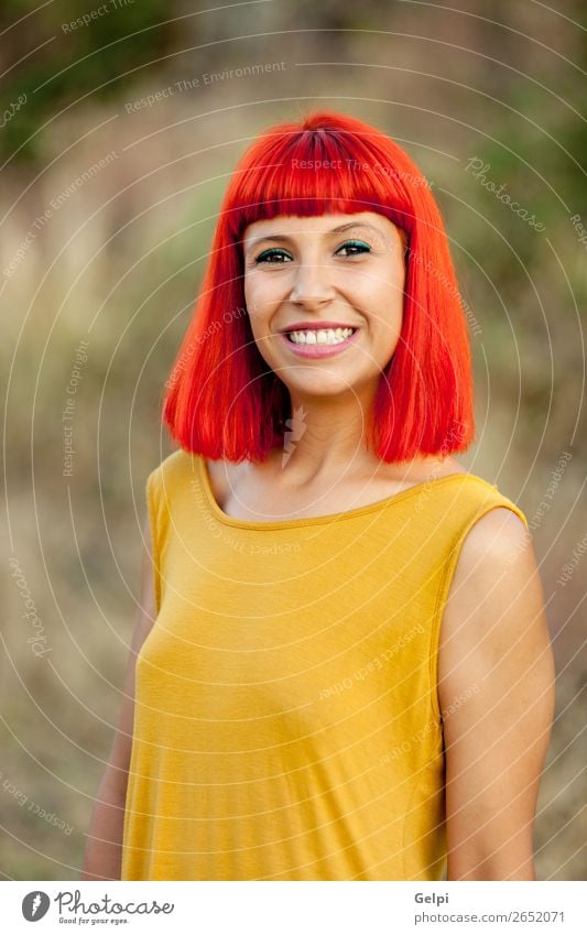 Red haired woman relaxed in a park Lifestyle Style Joy Happy Beautiful Hair and hairstyles Face Wellness Calm Summer Human being Woman Adults Nature Plant Park