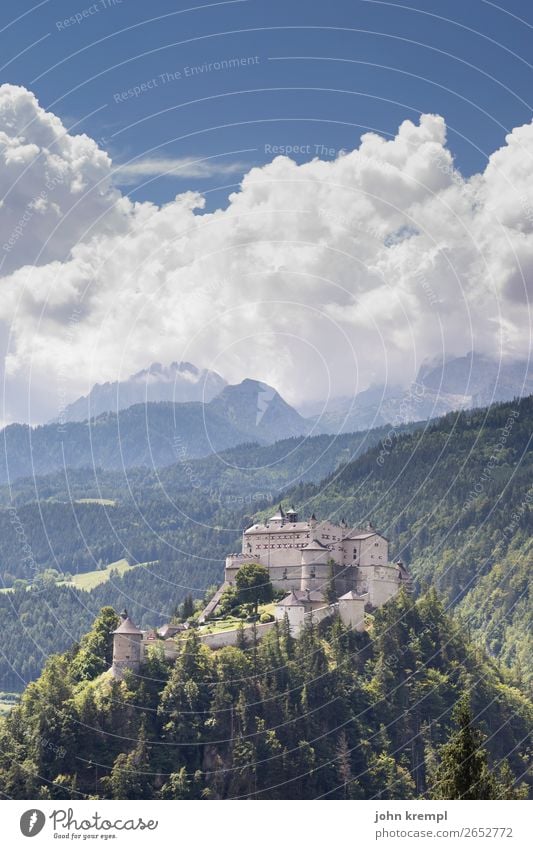 I Hohenwerfen Castle - The Promise Medieval times Knight Historic Tower Sky Clouds Fortress Salzburg Forest Exterior shot Tourist Attraction Landmark Fairy tale