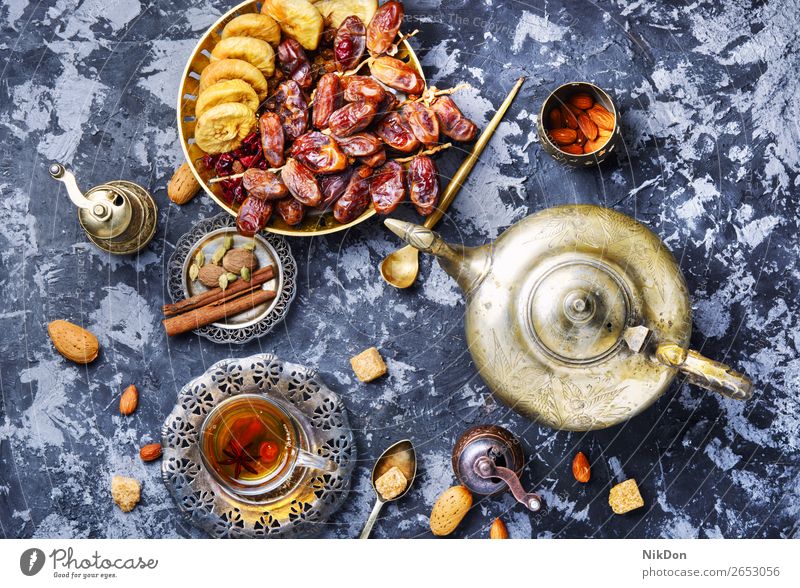 Cup of Turkish tea oriental drink fig fruits cup healthy teapot east hot beverage chinese asian herb table eastern arabic turkish relaxation arabian exotic