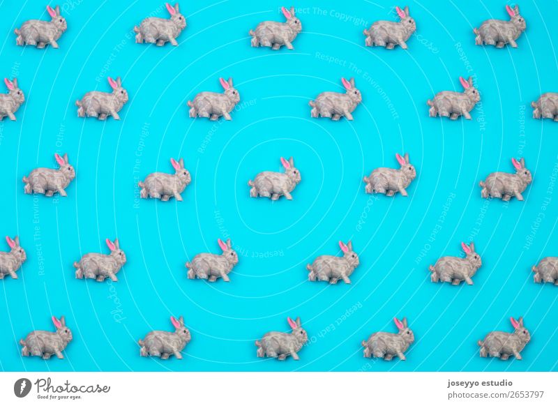 Creative and minimal pattern made of rabbits. Animal Farm animal Hare & Rabbit & Bunny Toys Plastic Cool (slang) Simple Blue Background picture Banner Card
