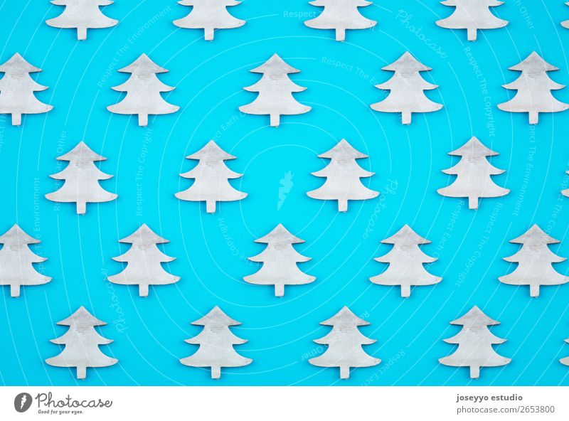 Blue background. Flat lay top view. Design Winter Decoration Feasts & Celebrations Craft (trade) Paper Simple Above White Creativity Banner border arrangement