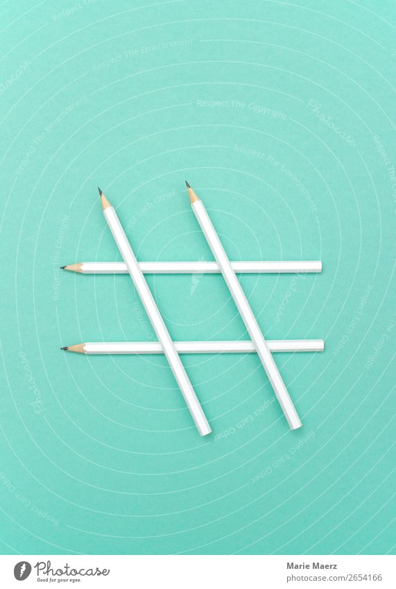 Hashtag symbol made of white pencils Education Media industry Advertising Industry To talk Information Technology Internet Sign Communicate Write Cool (slang)