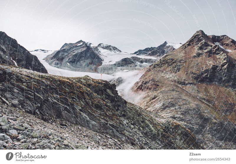 Pitztal Glacier | E5 Mountain Hiking Nature Landscape Clouds Autumn Rock Alps Peak Gigantic Tall Sustainability Loneliness Discover Leisure and hobbies Idyll