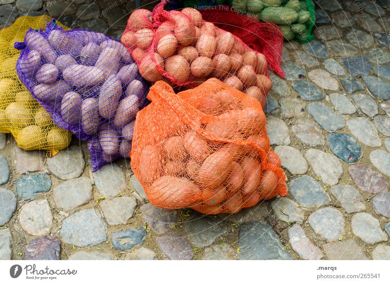 potatoes Food Vegetable Potatoes Nutrition Organic produce Cobblestones Net Sell Many Colour Trade Whimsical Packaged Market stall Colour photo Multicoloured