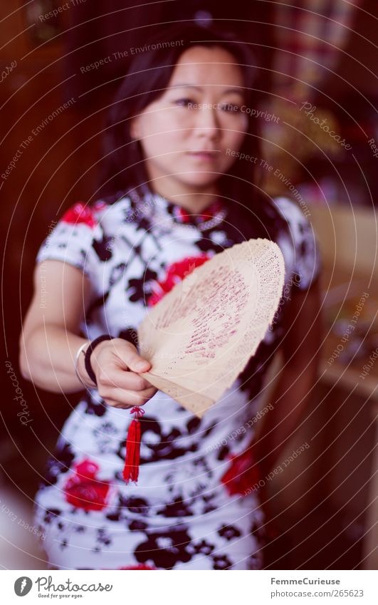 Woman fanning herself. Young woman Youth (Young adults) Adults Arm Hand 1 Human being 18 - 30 years Movement Culture Colour Guide wag Retentive Indicate