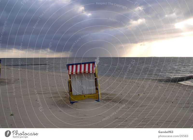Cuxiland impressions 3 Cuxhaven Beach Beach chair Storm Light Europe Sand Thunder and lightning