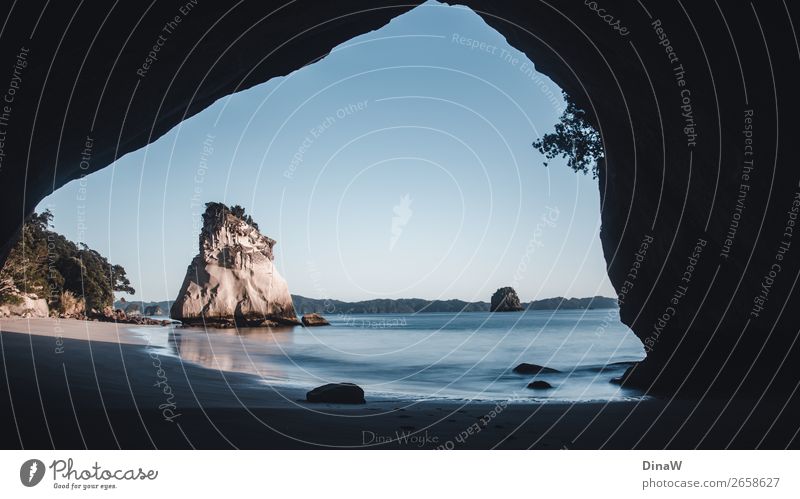 Cathedral Cove Vacation & Travel Adventure Nature Landscape Elements Earth Sand Water Horizon Sunrise Sunset Sunlight Waves Coast Beach Beautiful Blue Discover