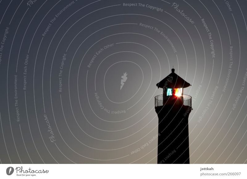 Lighthouse at dusk, the sun creates the impression of a shining Manmade structures Safety Protection Lighting Groundbreaking Tower Navigation mark Brilliant