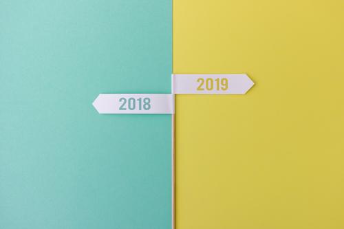 Turn of the year 2018 / 2019 New Year's Eve Work and employment Career Signs and labeling Going Simple Bright Curiosity Yellow Green Virtuous Optimism Grateful