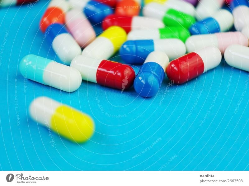 A detailed macro of pills and capsules Design Healthy Health care Medical treatment Illness Intoxicant Medication Authentic Simple Small New Multicoloured