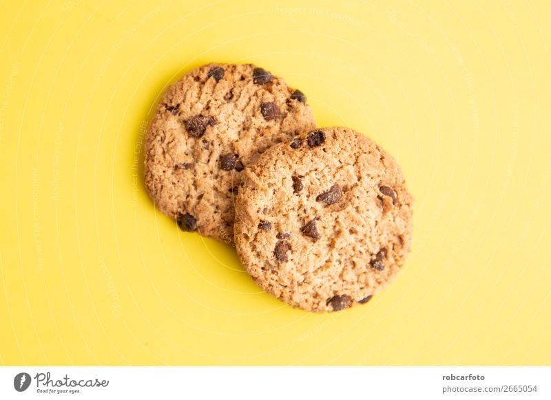 cookies with chocolate chips Dessert Breakfast Life Group Wood Dark Fresh Delicious Brown White Cookie Token background food sweet isolated Baking biscuit Snack