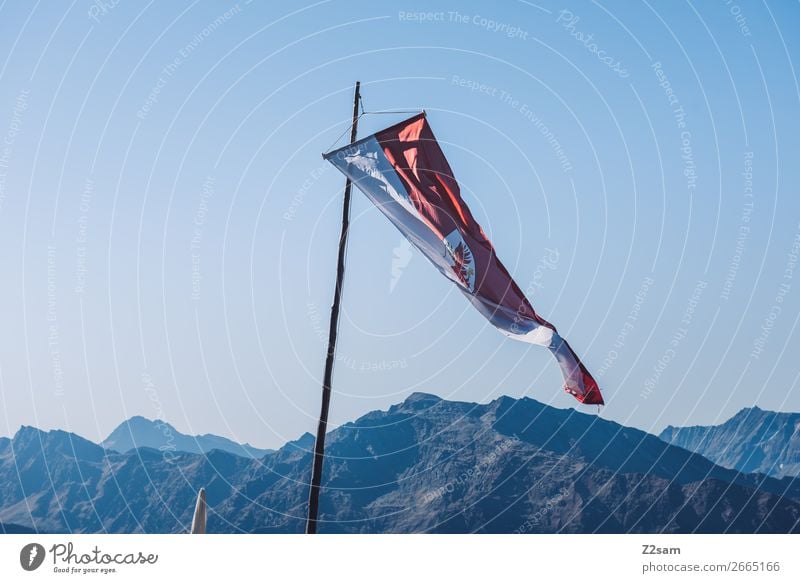 South Tyrolean flag Hiking Climbing Mountaineering Environment Nature Landscape Summer Beautiful weather Alps Tall alpine crossing E5 long-distance hiking trail
