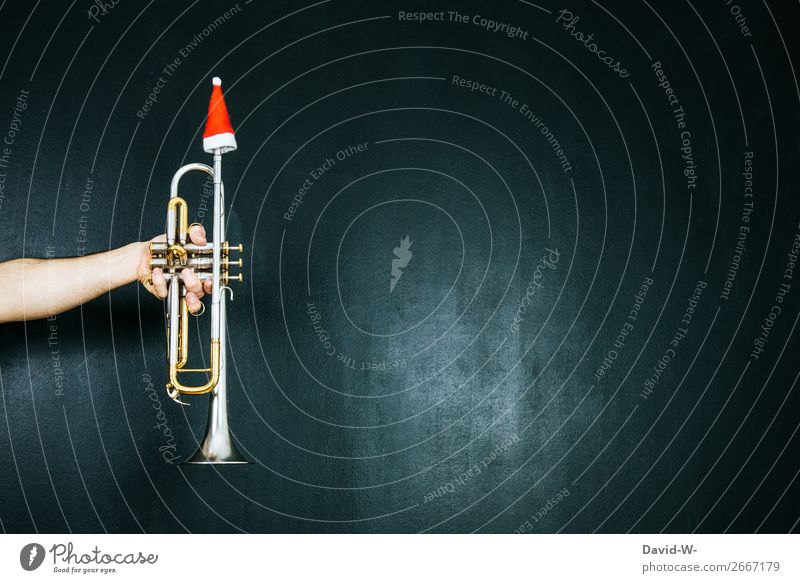 Trumpet with Santa cap Christmas & Advent Music Musician Santa Claus hat Christmas decoration Christmas music Decoration Christmassy Musical instrument