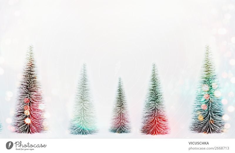 Fir tree forest with bokeh Style Design Winter Decoration Feasts & Celebrations Christmas & Advent Nature Snow Forest Flag Hip & trendy Background picture